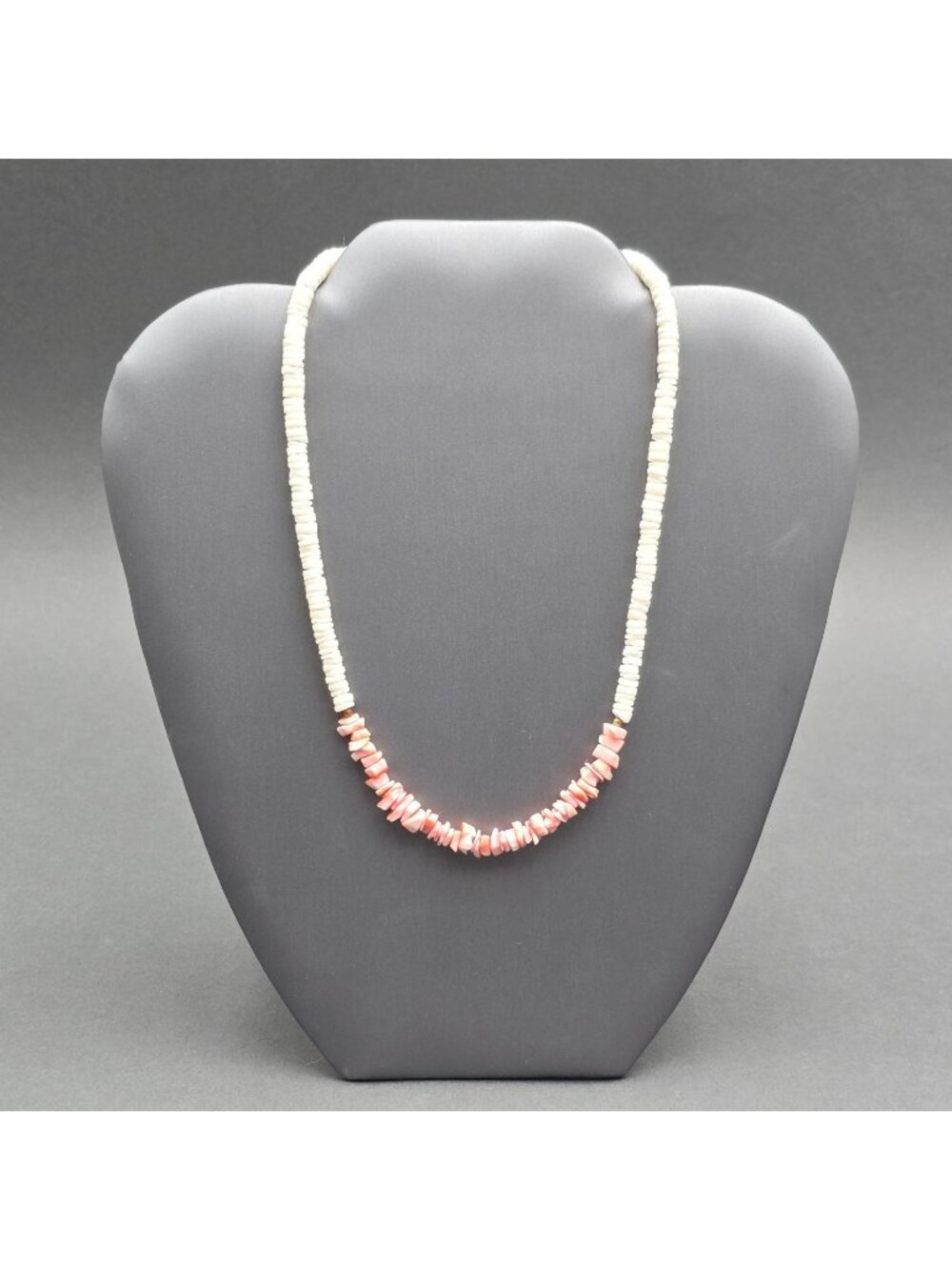 Vintage Puka Shell Coral Choker Necklace Coastal Boho Pink White Beach Jewelry